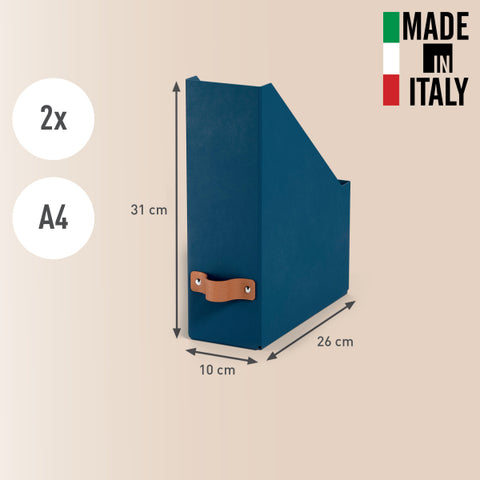 Leitz Puro Kutu Klasör, %100 geri dönüştürülmüş karton, 2'li paket, Koyu Mavi, Made in Italy