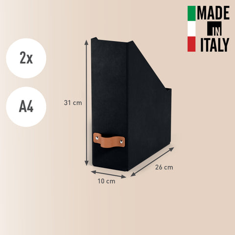 Leitz Puro Kutu Klasör, %100 geri dönüştürülmüş karton, 2'li paket, Siyah, Made in Italy