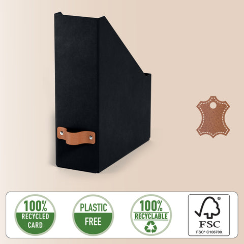 Leitz Puro Kutu Klasör, %100 geri dönüştürülmüş karton, 2'li paket, Siyah, Made in Italy