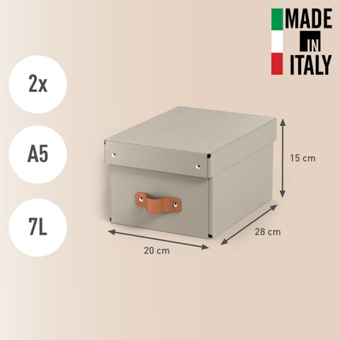 Leitz Puro Saklama Kutusu, kapaklı, küçük, 7L, %100 geri dönüştürülmüş karton, 2'li paket, Bej renk, Made in Italy