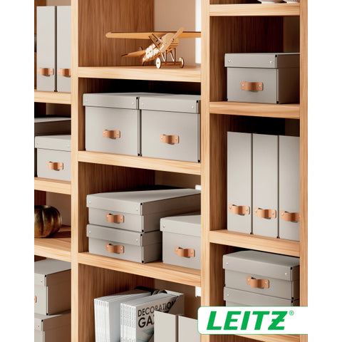 Leitz Puro Saklama Kutusu, kapaklı, küçük, 7L, %100 geri dönüştürülmüş karton, 2'li paket, Bej renk, Made in Italy