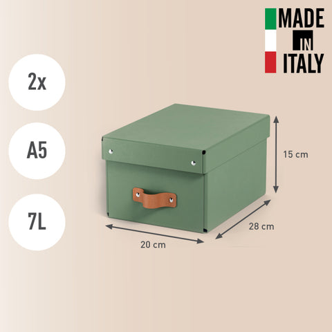 Leitz Puro Saklama Kutusu, kapaklı, küçük, 7L, %100 geri dönüştürülmüş karton, 2'li paket, Mint Yeşili, Made in Italy