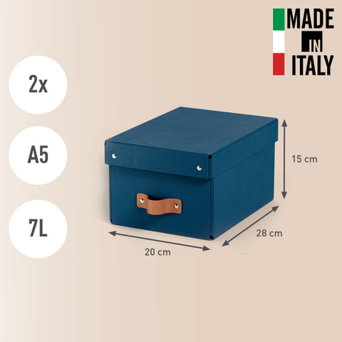 Leitz Puro Saklama Kutusu, kapaklı, küçük, 7L, %100 geri dönüştürülmüş karton, 2'li paket, Koyu Mavi, Made in Italy