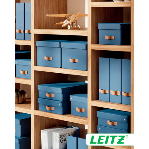 Leitz Puro Saklama Kutusu, kapaklı, küçük, 7L, %100 geri dönüştürülmüş karton, 2'li paket, Koyu Mavi, Made in Italy
