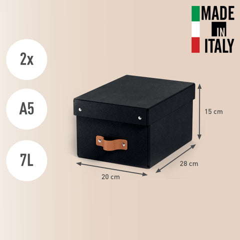 Leitz Puro Saklama Kutusu, kapaklı, küçük, 7L, %100 geri dönüştürülmüş karton, 2'li paket, Siyah, Made in Italy