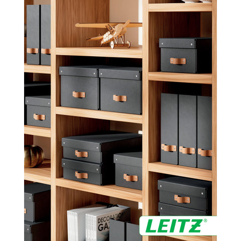 Leitz Puro Saklama Kutusu, kapaklı, küçük, 7L, %100 geri dönüştürülmüş karton, 2'li paket, Siyah, Made in Italy