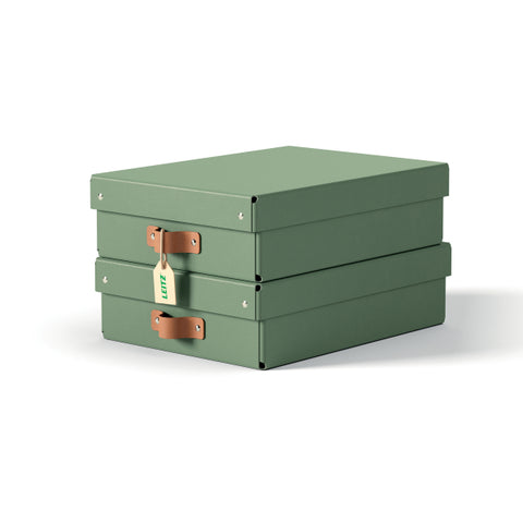 Leitz Puro Saklama Kutusu, kapaklı, orta yükseklik, 8L, %100 geri dönüştürülmüş karton, 2'li paket, Mint Yeşili, Made in Italy