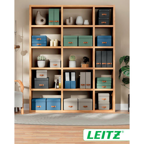 Leitz Puro Saklama Kutusu, kapaklı, orta yükseklik, 8L, %100 geri dönüştürülmüş karton, 2'li paket, Mint Yeşili, Made in Italy