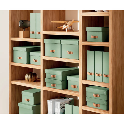 Leitz Puro Saklama Kutusu, kapaklı, orta yükseklik, 8L, %100 geri dönüştürülmüş karton, 2'li paket, Mint Yeşili, Made in Italy