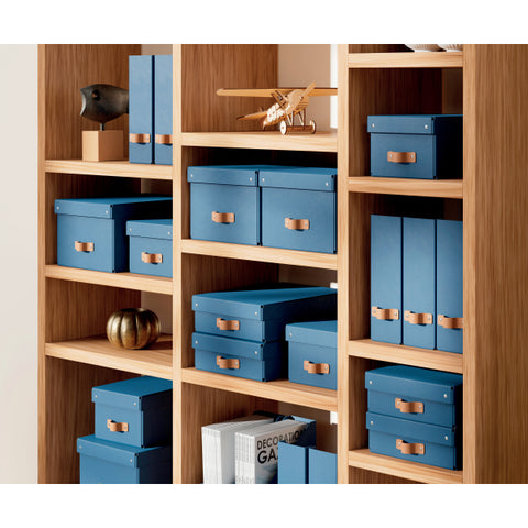 Leitz Puro Saklama Kutusu, kapaklı, orta boy, 17L, %100 geri dönüştürülmüş karton, 2'li paket, Koyu Mavi, Made in Italy