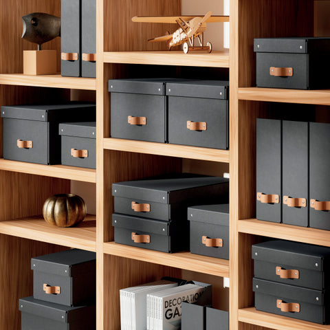 Leitz Puro Saklama Kutusu, kapaklı, orta boy, 17L, %100 geri dönüştürülmüş karton, 2'li paket, Siyah, Made in Italy