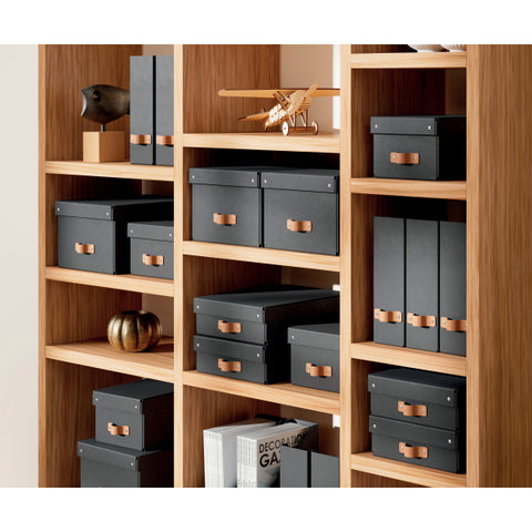 Leitz Puro Saklama Kutusu, kapaklı, orta boy, 17L, %100 geri dönüştürülmüş karton, 2'li paket, Siyah, Made in Italy