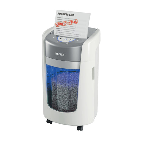 Leitz IQ OptiMax Ofis Mikro Kesim Evrak İmha Makinesi Security P5 35L – Beyaz