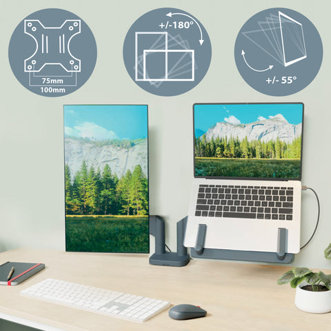 Leitz Ergo Yerden Tasarruf Sağlayan Çift Monitör & Dizüstü Bilgisayar Kolu