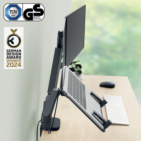 Leitz Ergo Yerden Tasarruf Sağlayan Çift Monitör & Dizüstü Bilgisayar Kolu