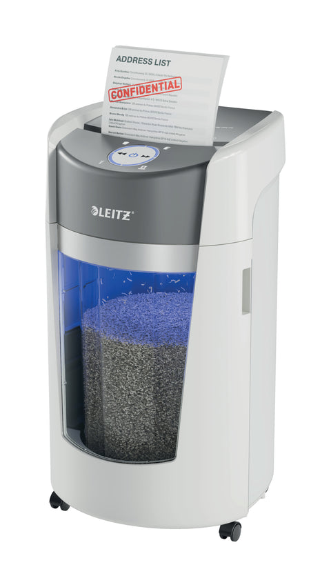 Leitz IQ OptiMax Ofis Mikro Kesim Evrak İmha Makinesi Security P5 35L – Beyaz