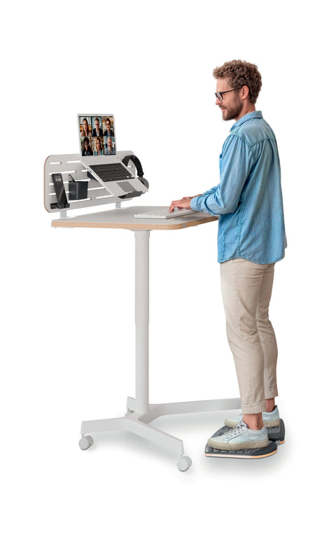 Leitz Ergo Sit Stand Küçük Çalışma Masası, Beyaz, Pnömatik Yükseklik Ayarlı